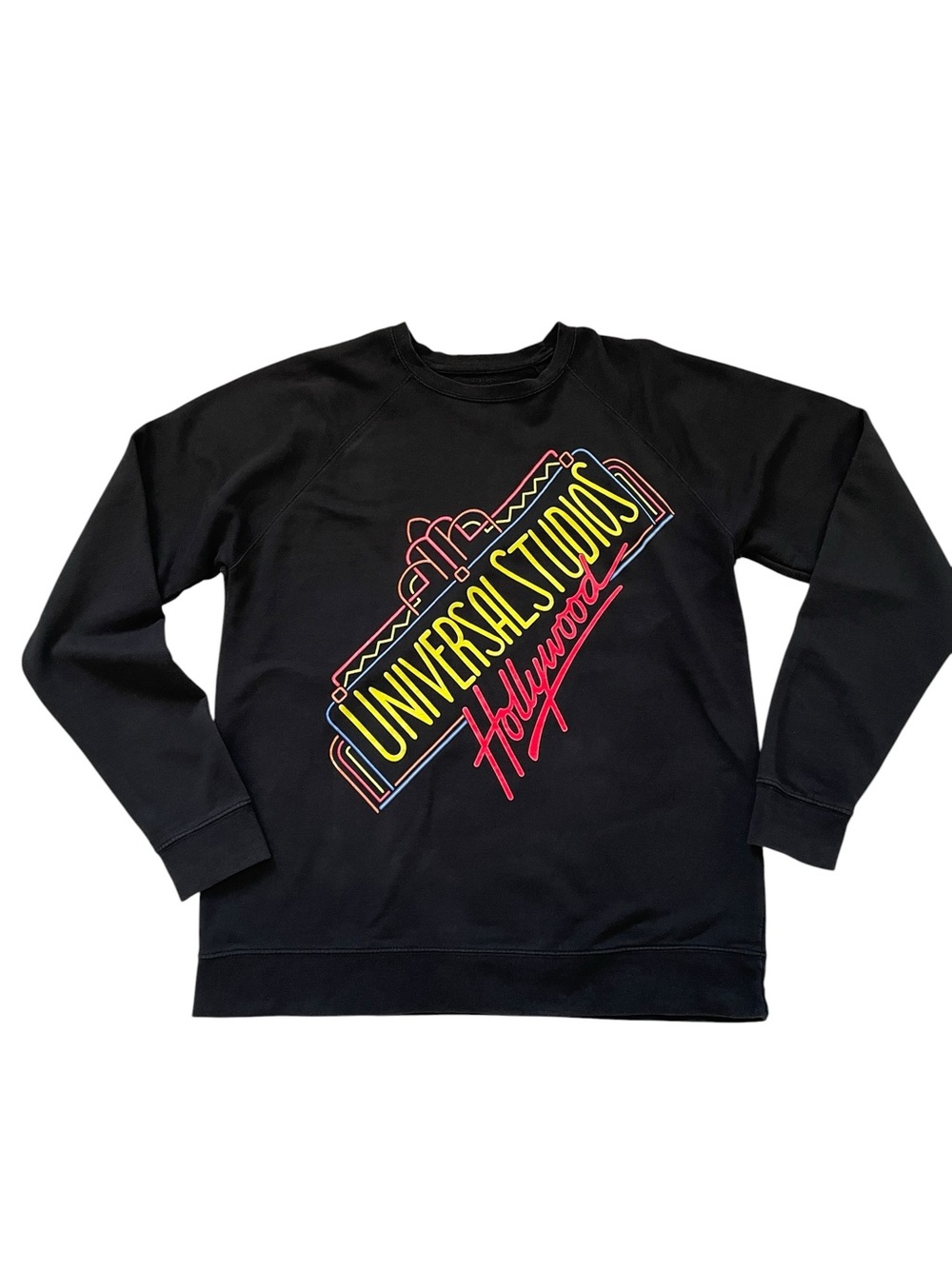 Universal Black Crewneck with Neon Universal Studios Graphic-  Size XL